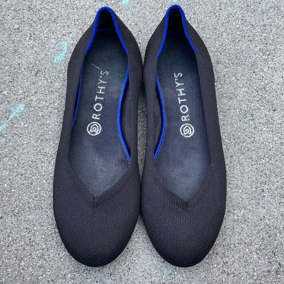 Rothy’s The Flat Rounded Toe Black Ballet Flats Women’s Size 9.5 preloved - Picture 2 of 6